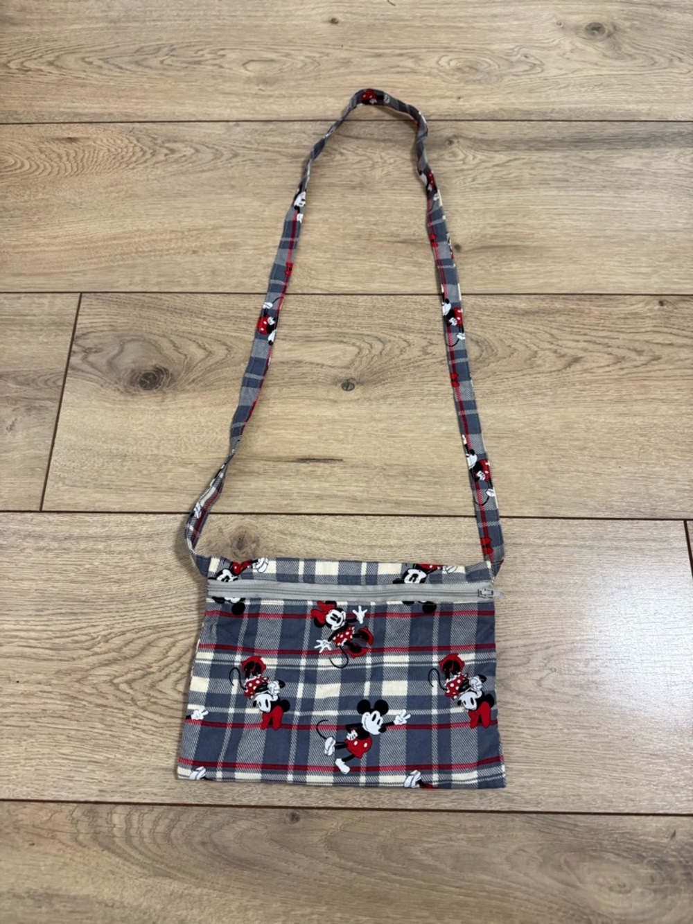 Disney Plaid Crossbody Bag in Gray and Red